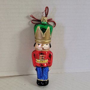 Nutcracker Soldier Metallic Gold Red Holiday Christmas Decor Tree Ornament Radko